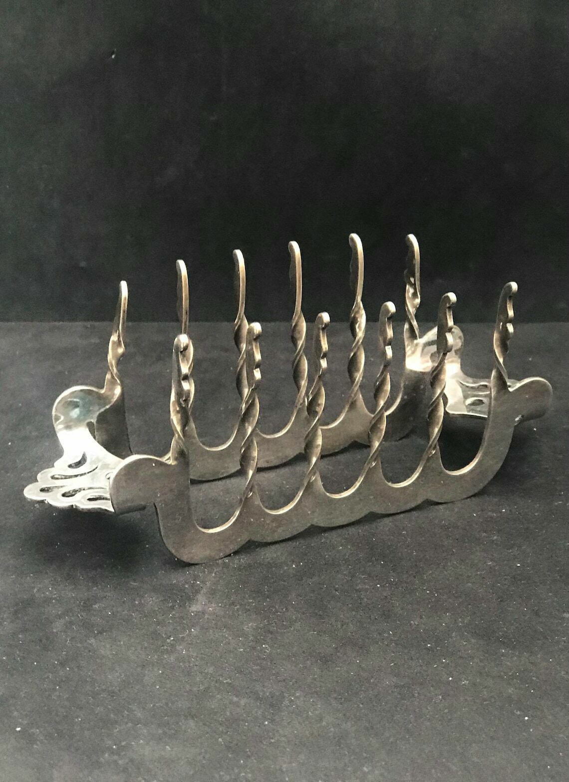 photo for sale Antique Toast Rack Holder 5 Slices Silver Plated Ship Nordic Shaped Breakfast English Victorian Wedding Gift Hostess Gift