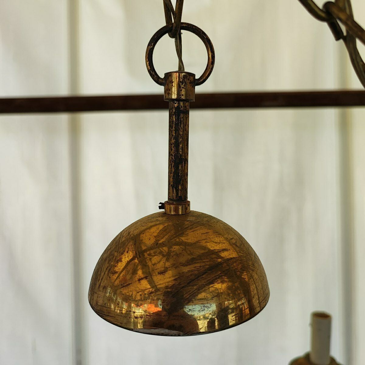 1900s Brass Plated Metal Chandelier With 6 Arms photo 444.0