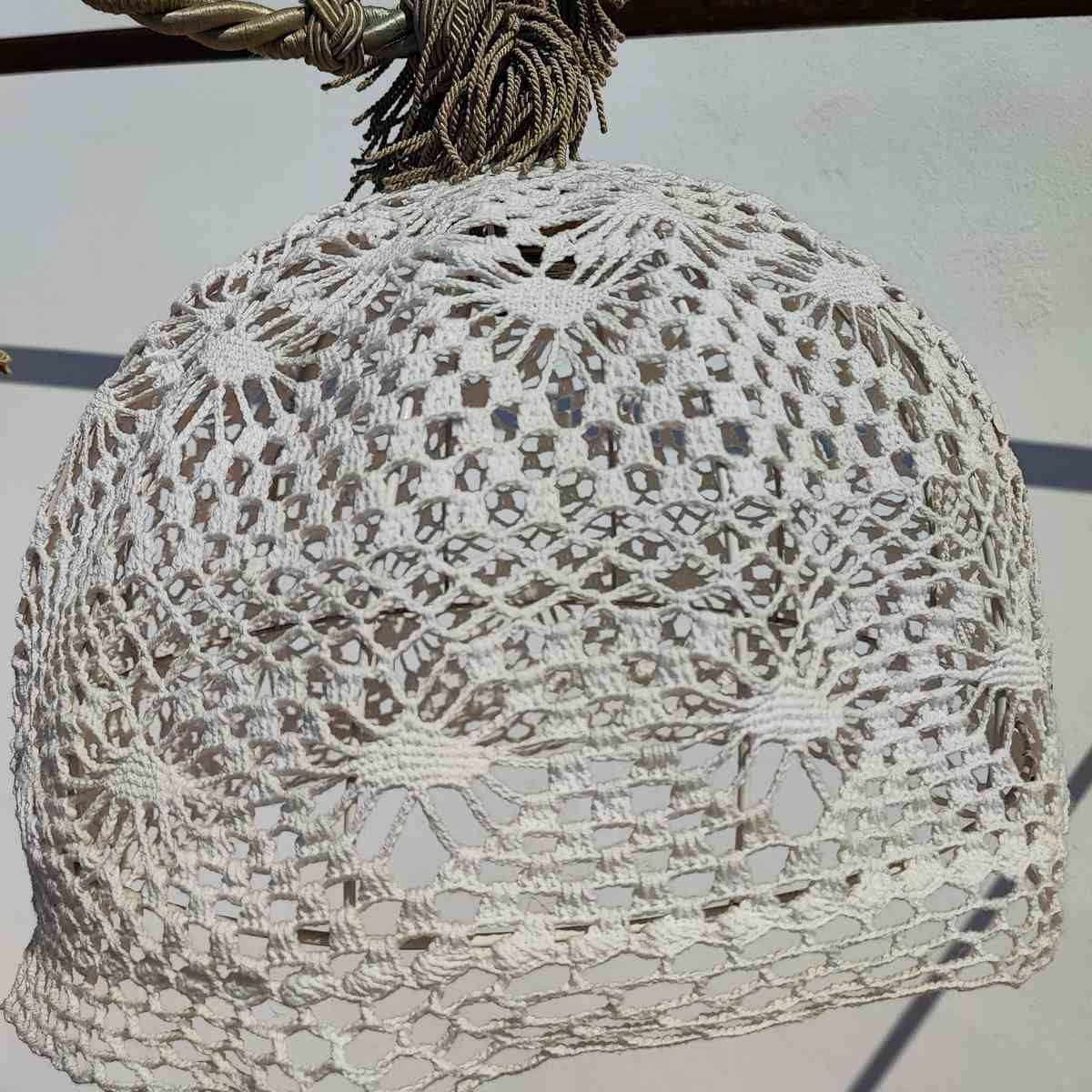 Metal Cage Chandelier And Vintage Embroidery photo furniture