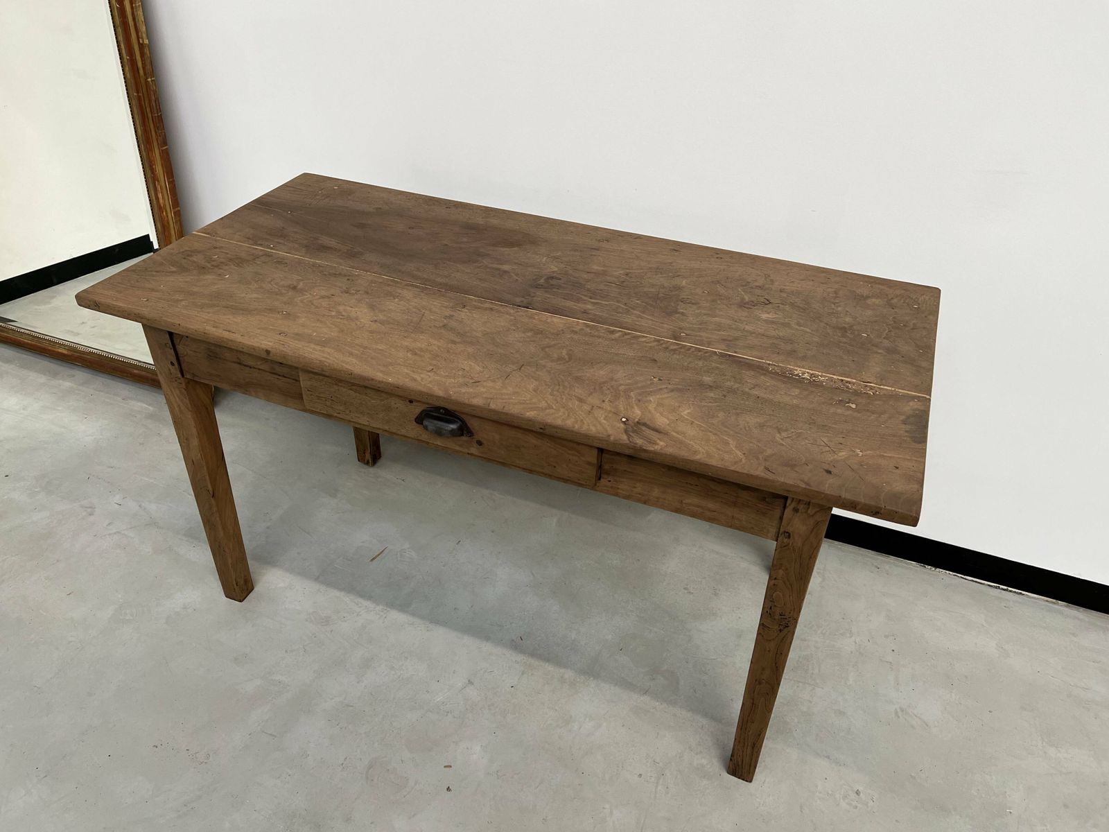 Small Walnut Farm Table With Spindle Legs photo furniture