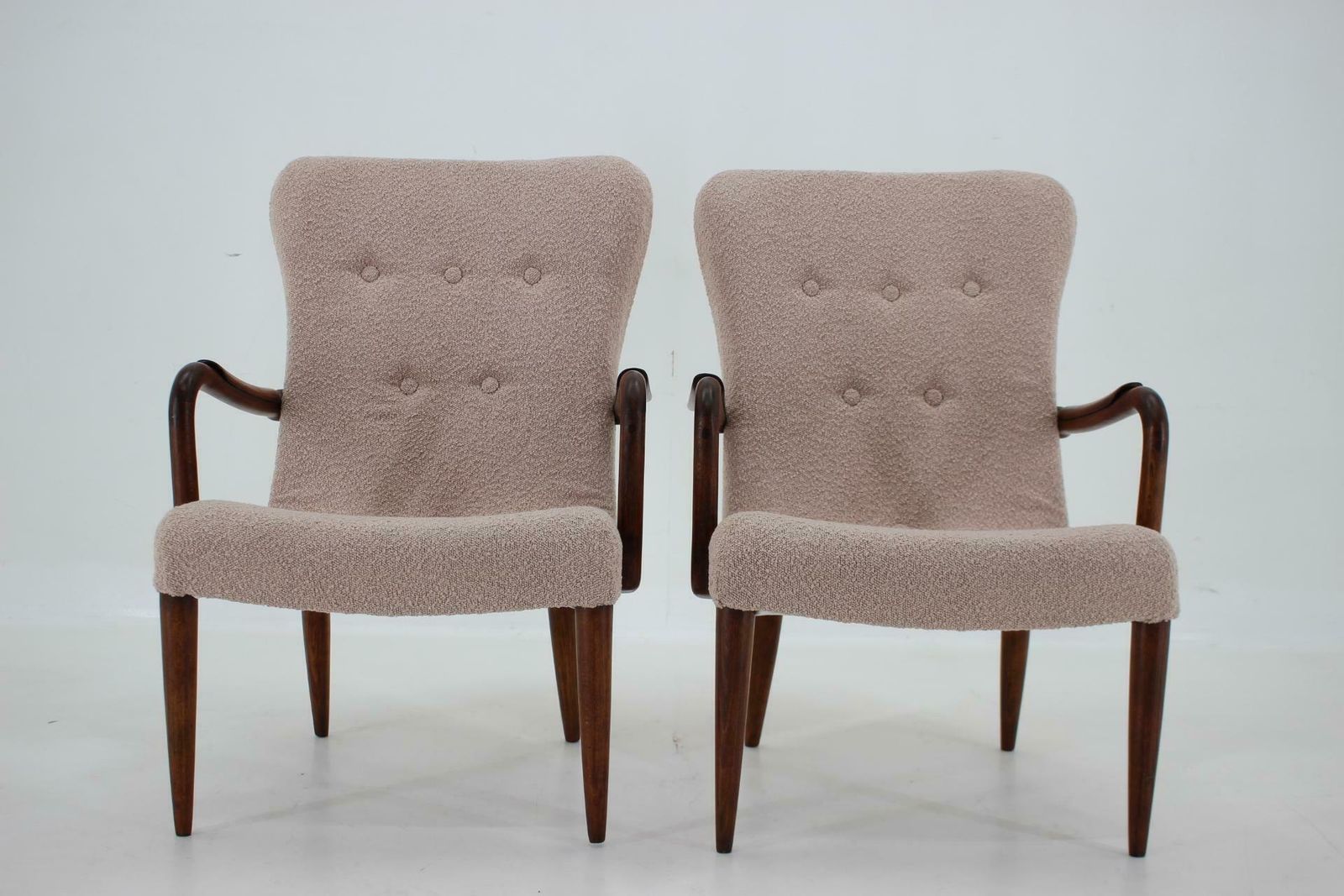 1960s Pair Of Restored Danish Armchairs In Boucle photo for sale