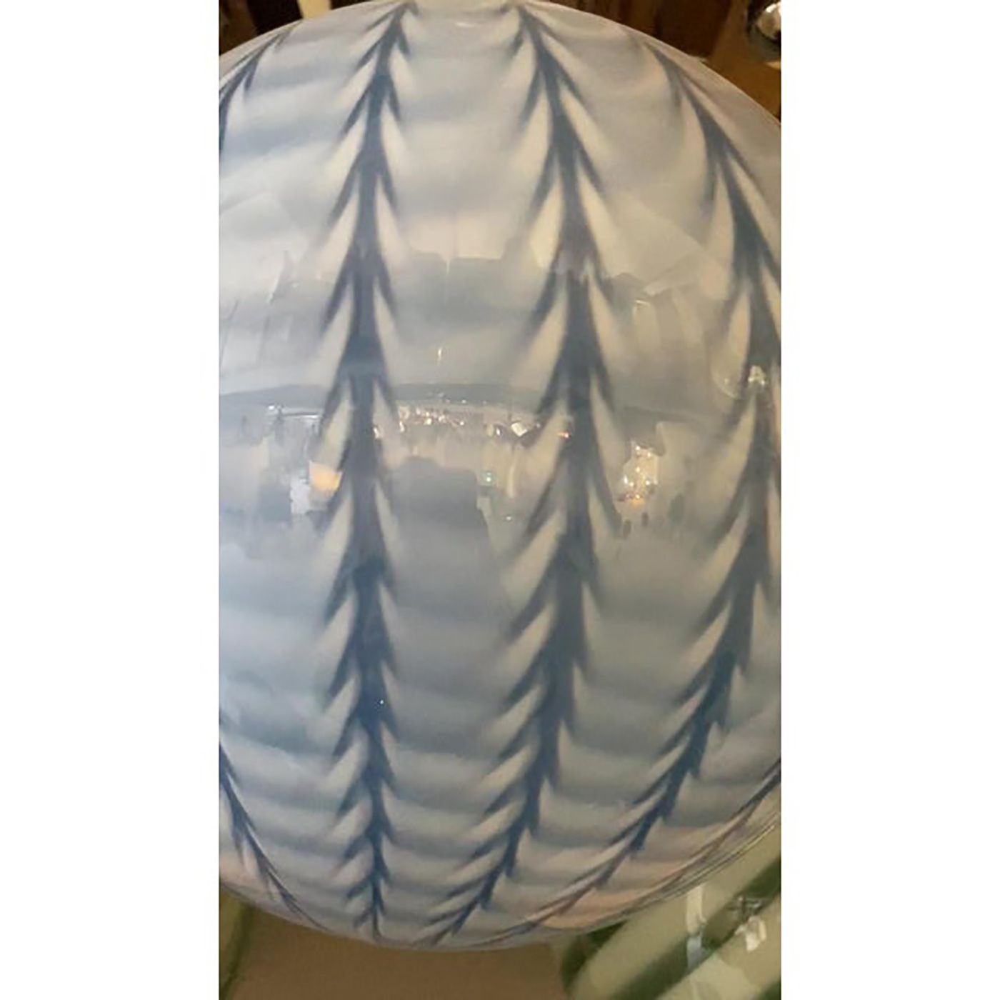Contemporary Blue And Milky White Spider Sphere Pendant In Murano Glass photo for sale