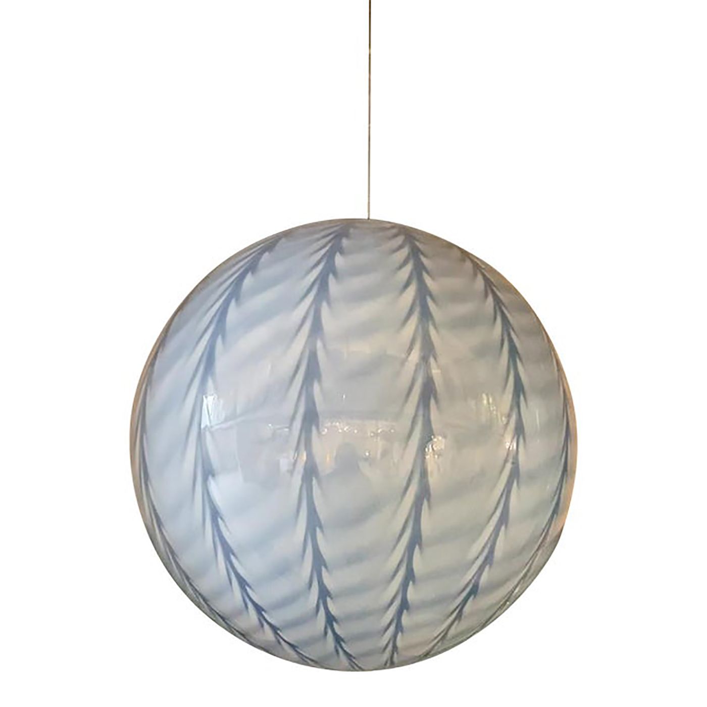 Contemporary Blue And Milky White Spider Sphere Pendant In Murano Glass
