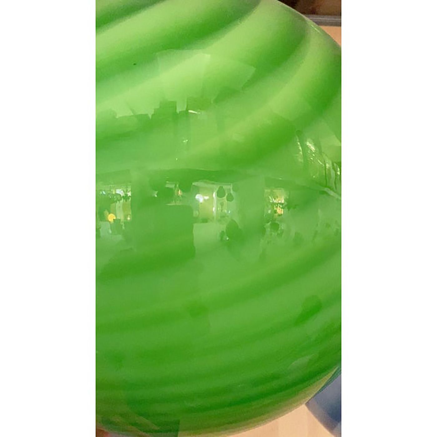 Contemporary Green And Milky White Sphere Pendant In Murano Glass photo buy