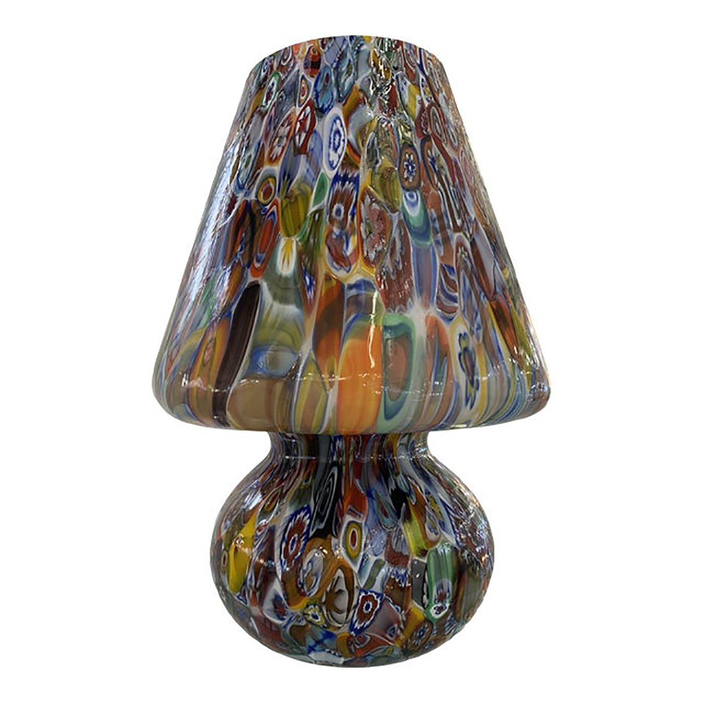 Contemporary Venetian Multicolored Millefiori Murrine "Fungo" Table Lamp In Murano Glass photo Lighting