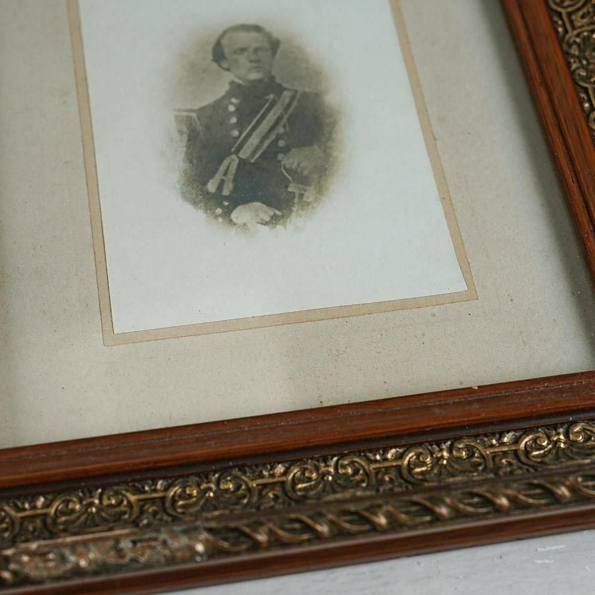Pair Of Frames With Photo And Dedication, Navy From The 1800s photo 163.0