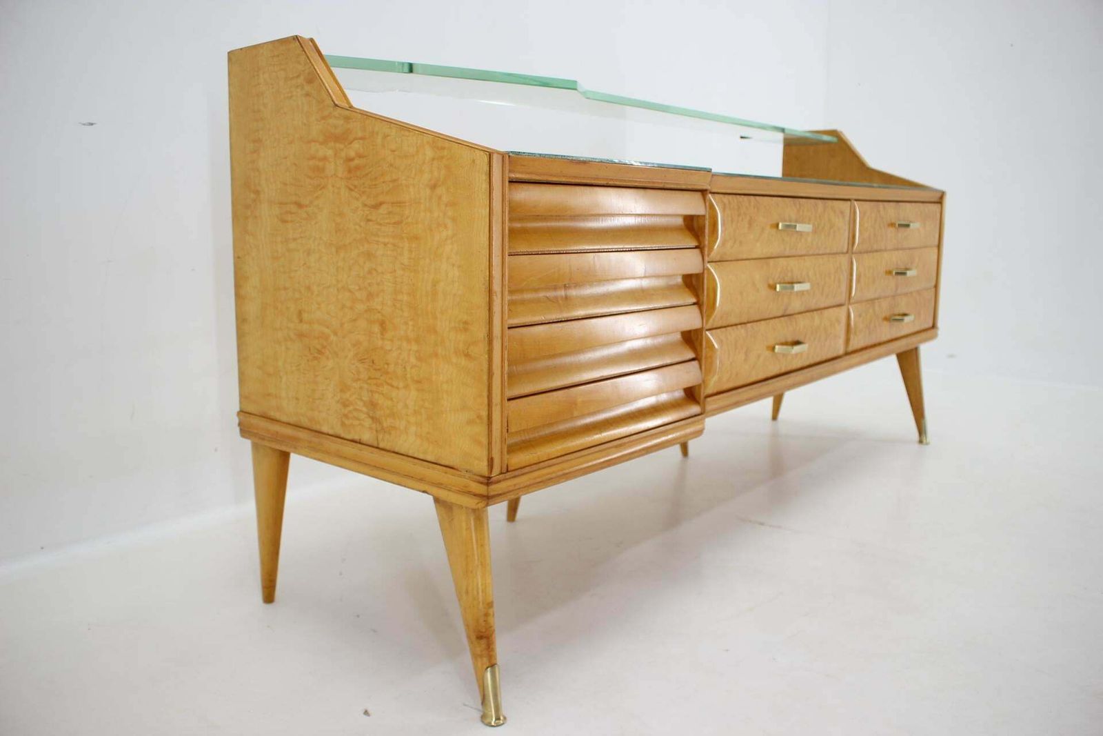 1960s Italian Sideboard/Chest Of Drawers In High Gloss Finish With Glass Top And photo vinterior