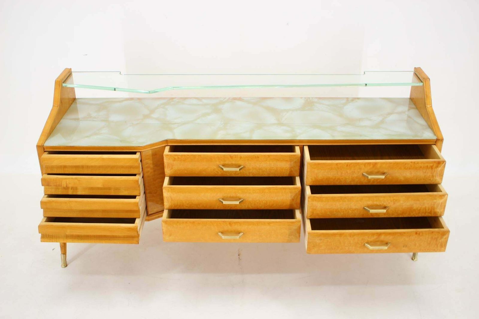 photo for sale 1960s Italian Sideboard/Chest Of Drawers In High Gloss Finish With Glass Top And