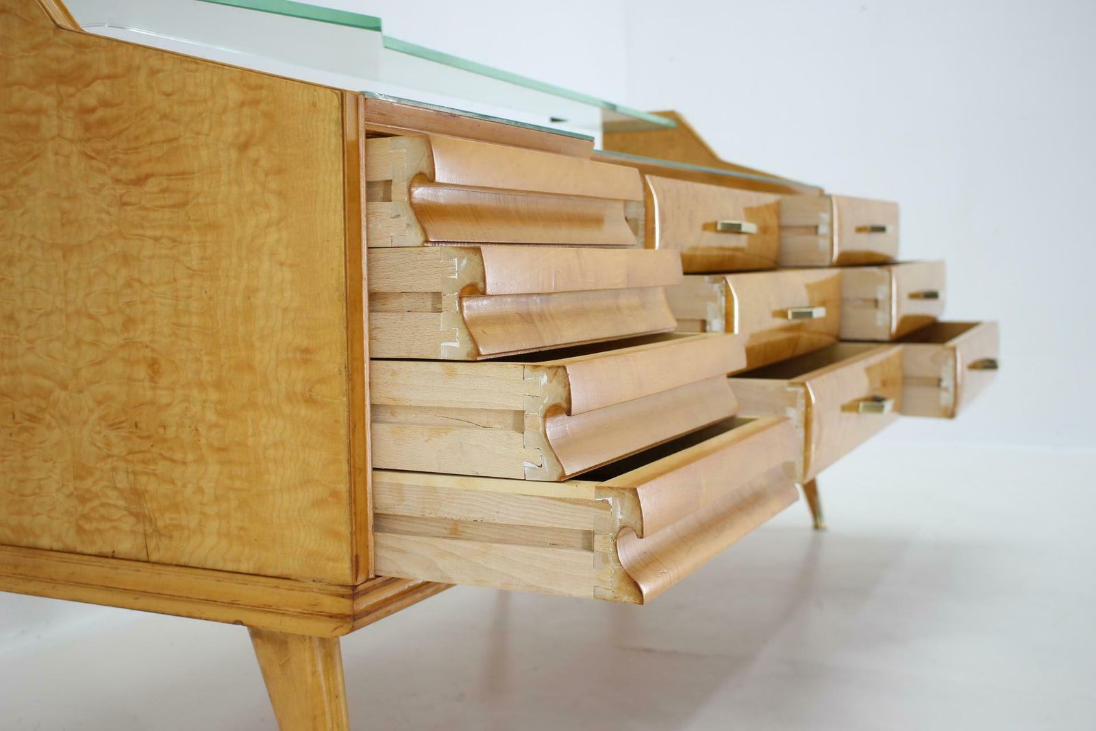 Furniture 1960s Italian Sideboard/Chest Of Drawers In High Gloss Finish With Glass Top And photo