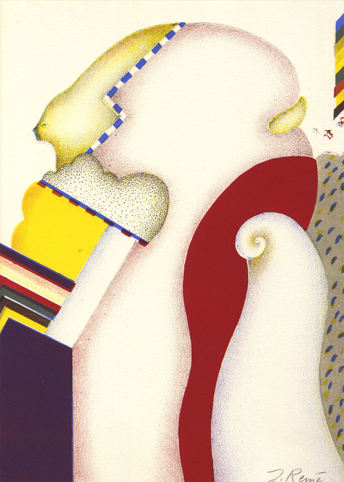 Finely Printed Signed 70s Surreal Lithograph: Jörg Remé, “Von Den Stunden (From The Hours) #4”, 1972 photo furniture