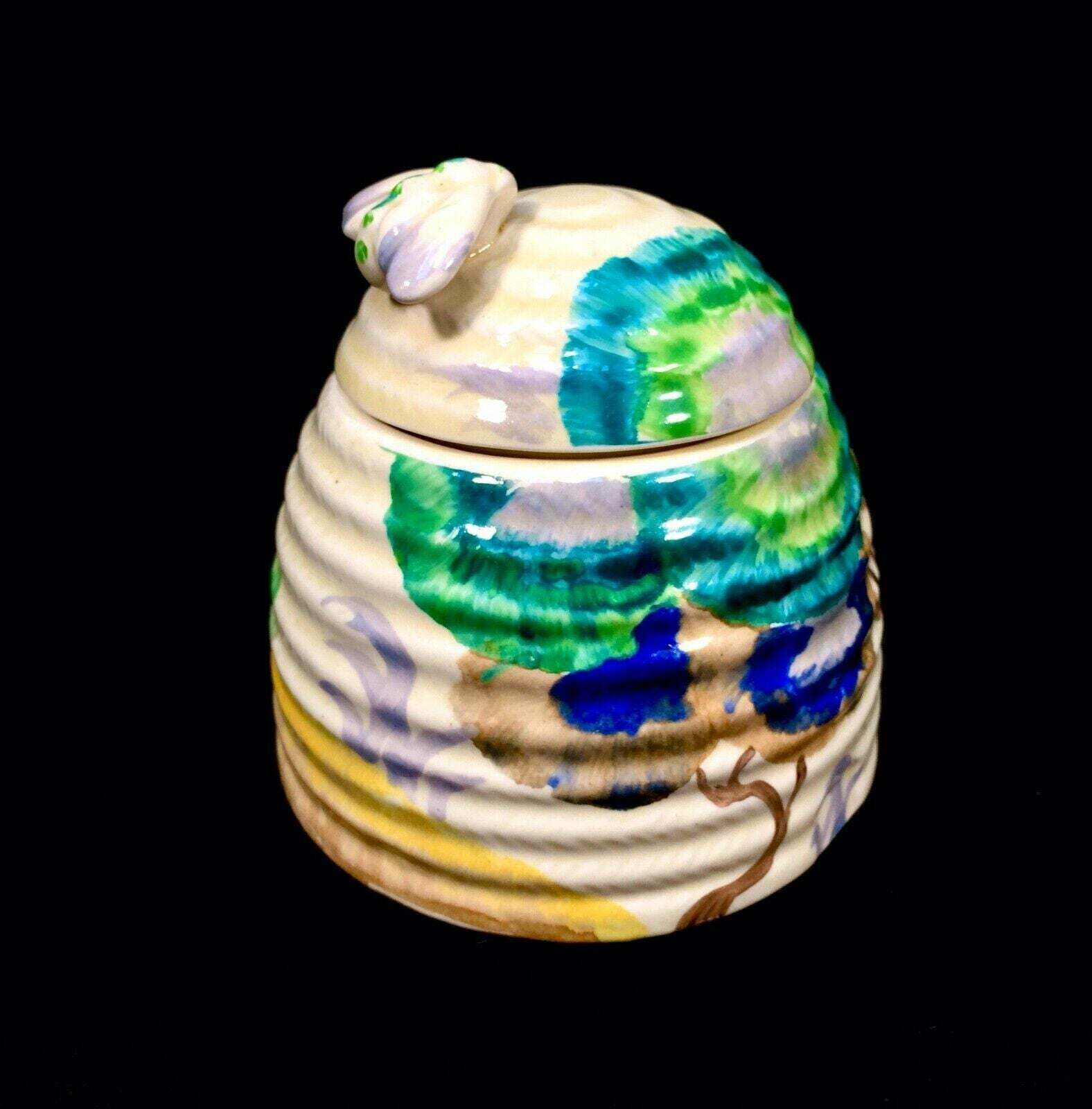 Clarice Cliff Viscaria Large Sized Beehive Honey Pot C.1934 / Art Deco Pottery