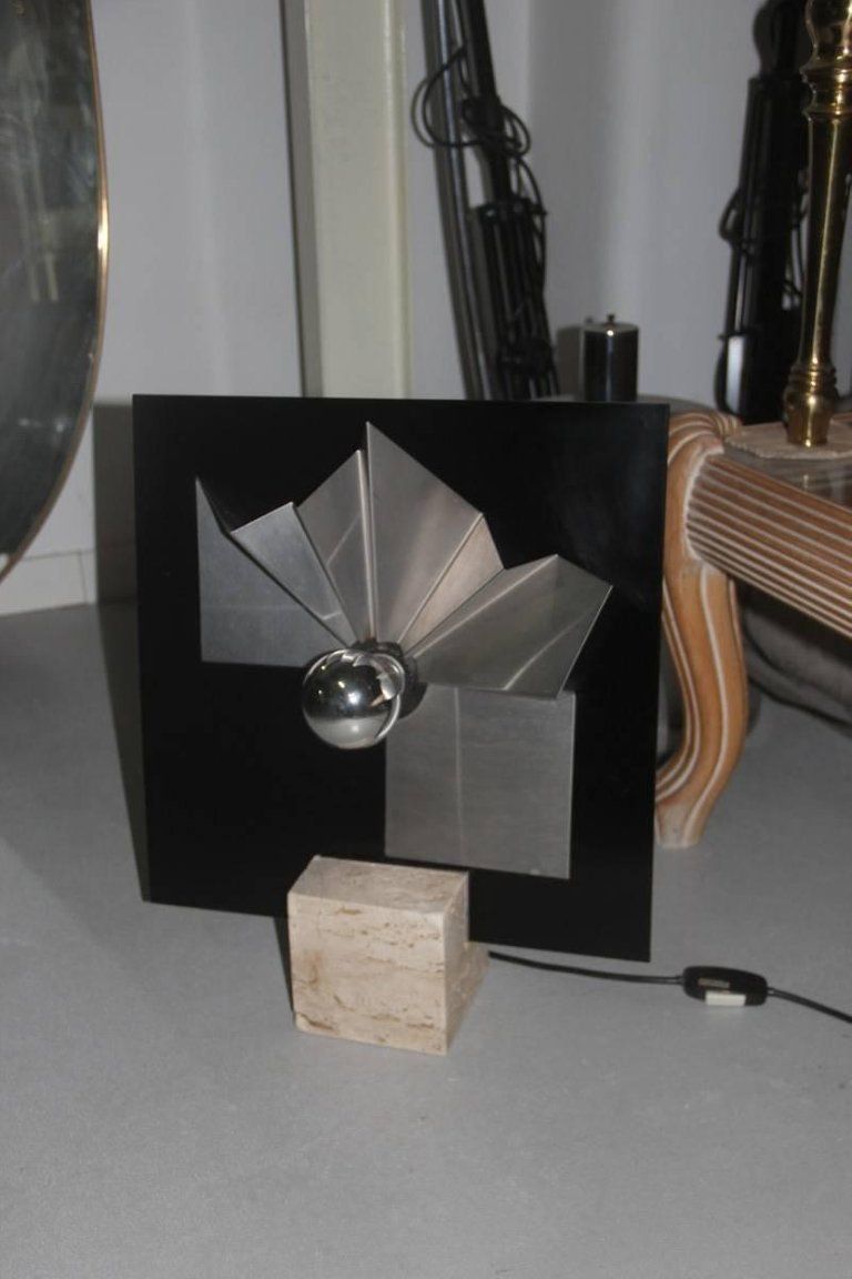 Table Lamp Marble, Plexiglass, Steel 1970 Italian Design Pop Art photo vinterior