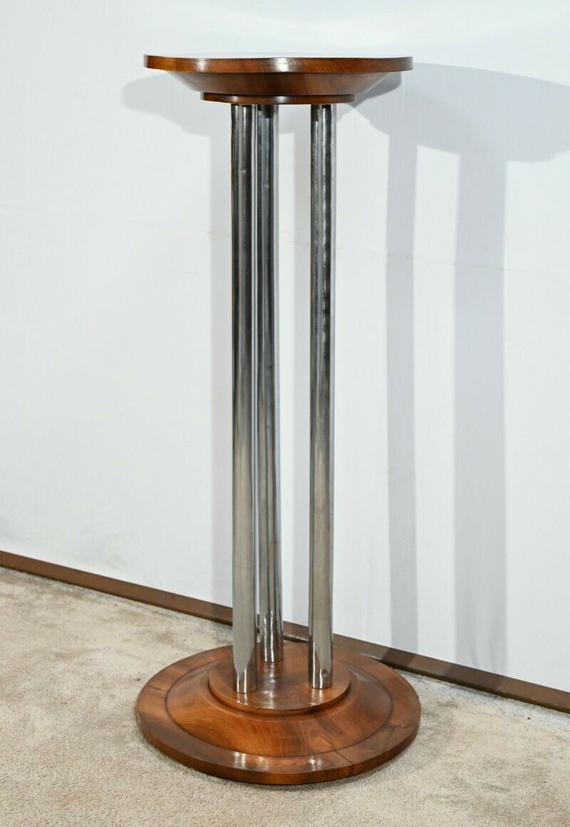 Bolster In Walnut And Chromed Metal, Art Deco – 1930 photo 2069.9677415700003