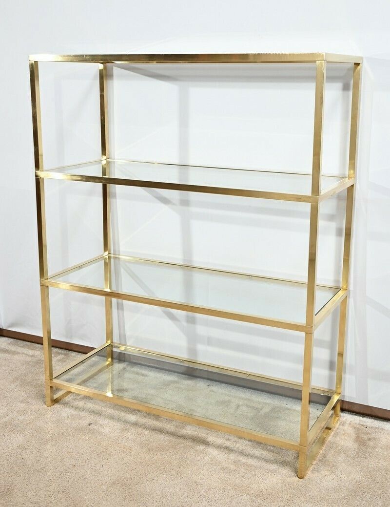 4 Tier Shelf In Brass And Glass, Vandel Taste – 1970 photo for sale