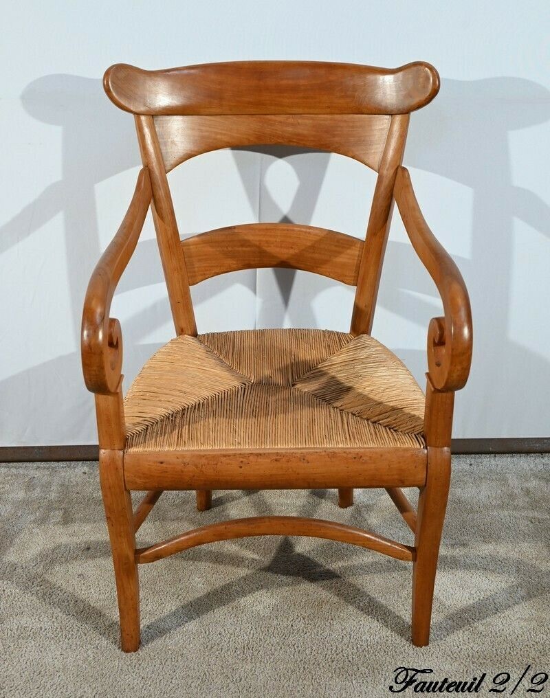 Pair Of Estate Armchairs In Solid Cherry, Restoration Period – 1st Part 19th photo vinterior
