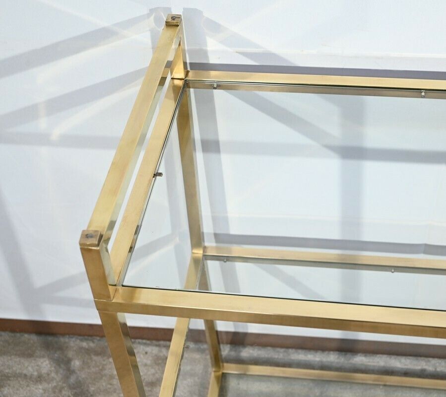 3 Tier Shelf In Brass And Glass, Vandel Style – 1970 photo 3025.2096772200002