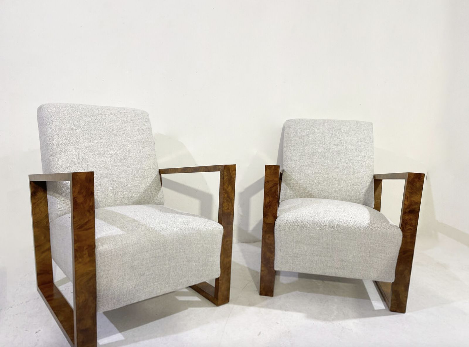 Pair Of Art Deco Armchairs ,Fabric And Walnut, New Upholstery photo furniture