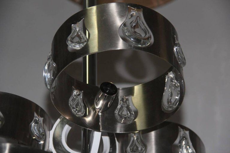 Steel Crystal Chandeliers, 1970s Italian Design photo Lighting