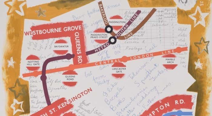 Clifford & Rosemary Ellis London Underground Map Of London Christmas Poster By Clifford And Rosemary Ellis 1935 photo for sale