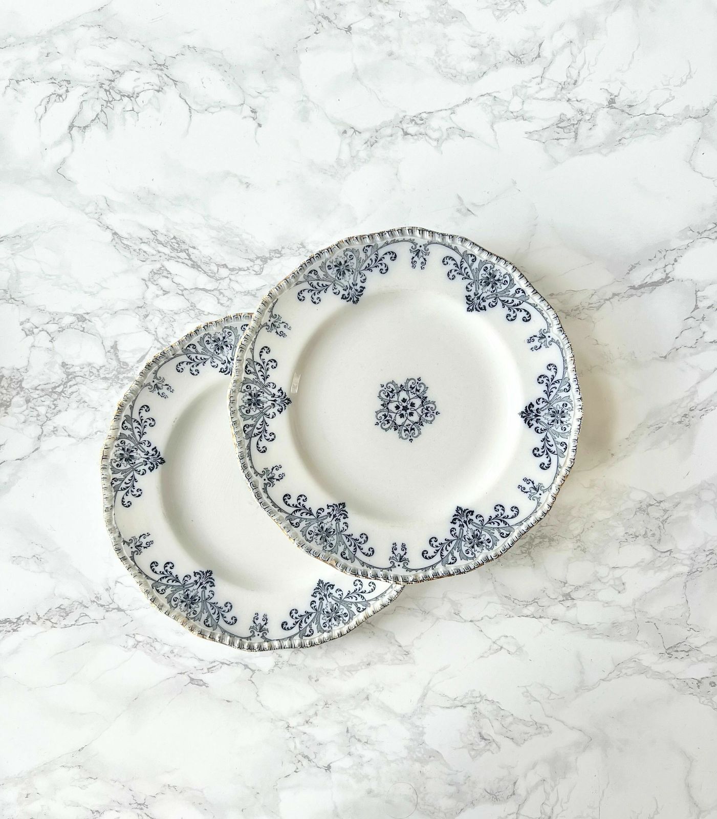 Antique Doulton Burslem Wall Plate Pair English Porcelain Victorian Transferware Dish White Rare Large Mix And Match 1800 Honiton