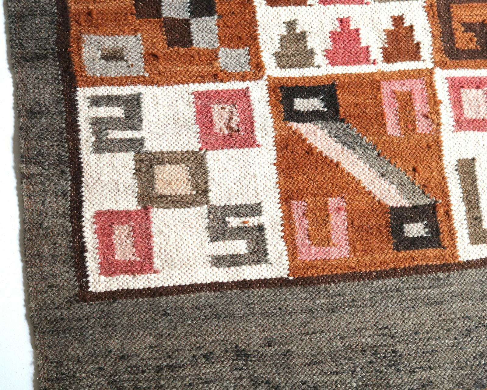 Folk Wall Wool Tapestry With Geometrical Shapes, South America, 1970s / Mexico, Primitive, Tribal, Peruvian, Textile photo furniture