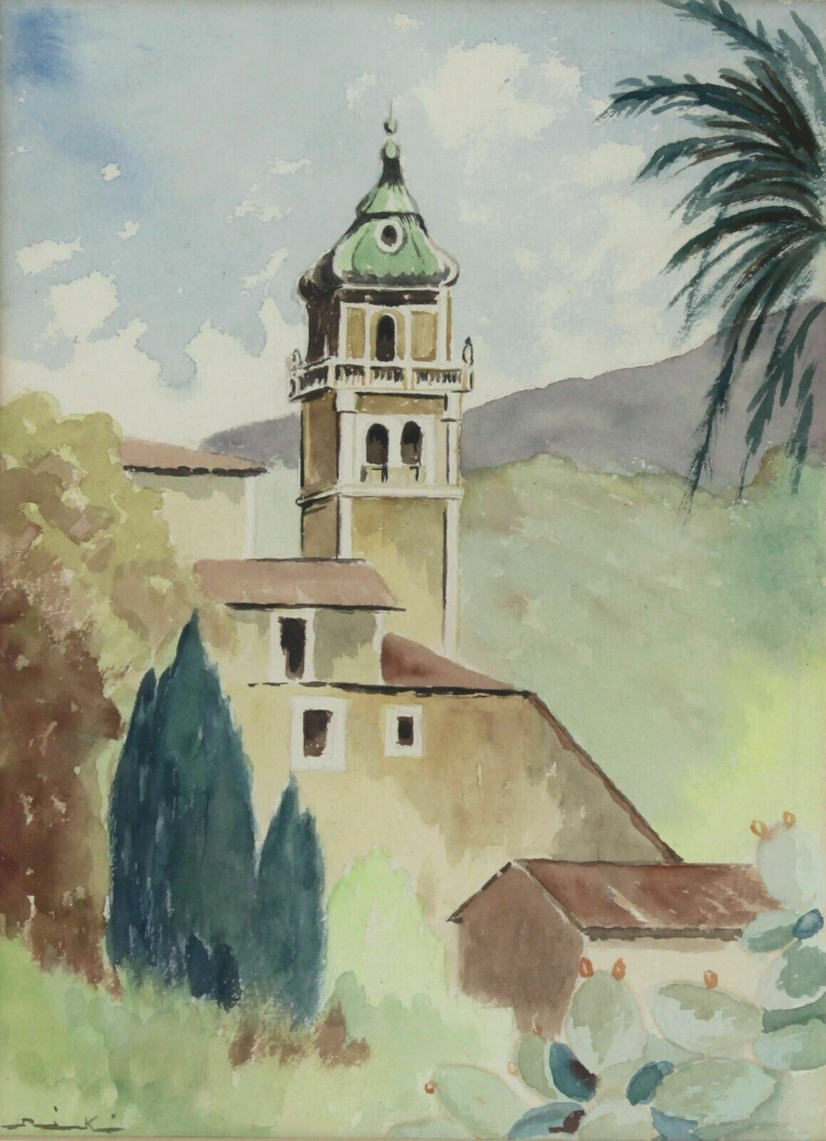 Watercolour Of An Onion Domed Chruch, Possibly Cyprus. photo furniture