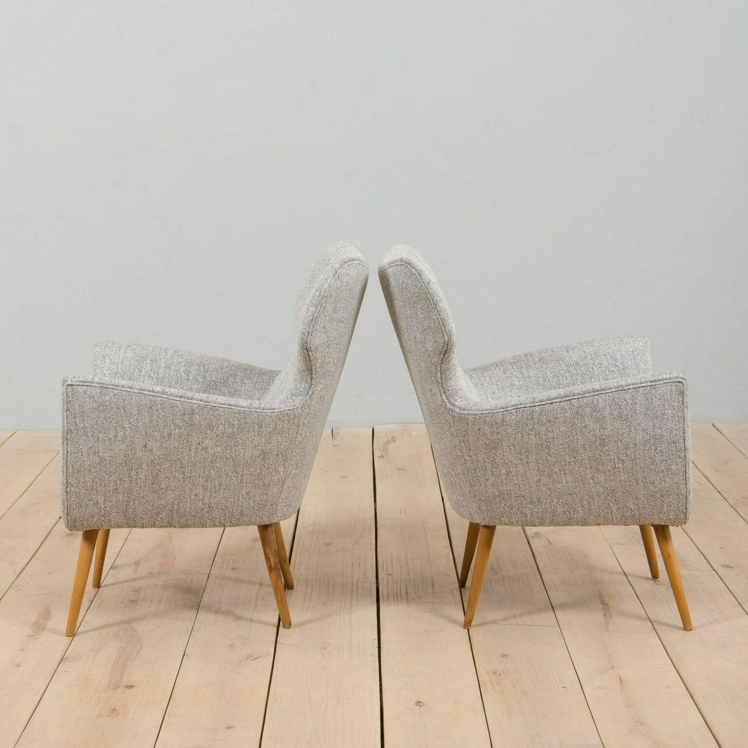 Pair Of Reupholstered Italian Lounge Armchairs In Gio Ponti Style, 1950s photo vinterior