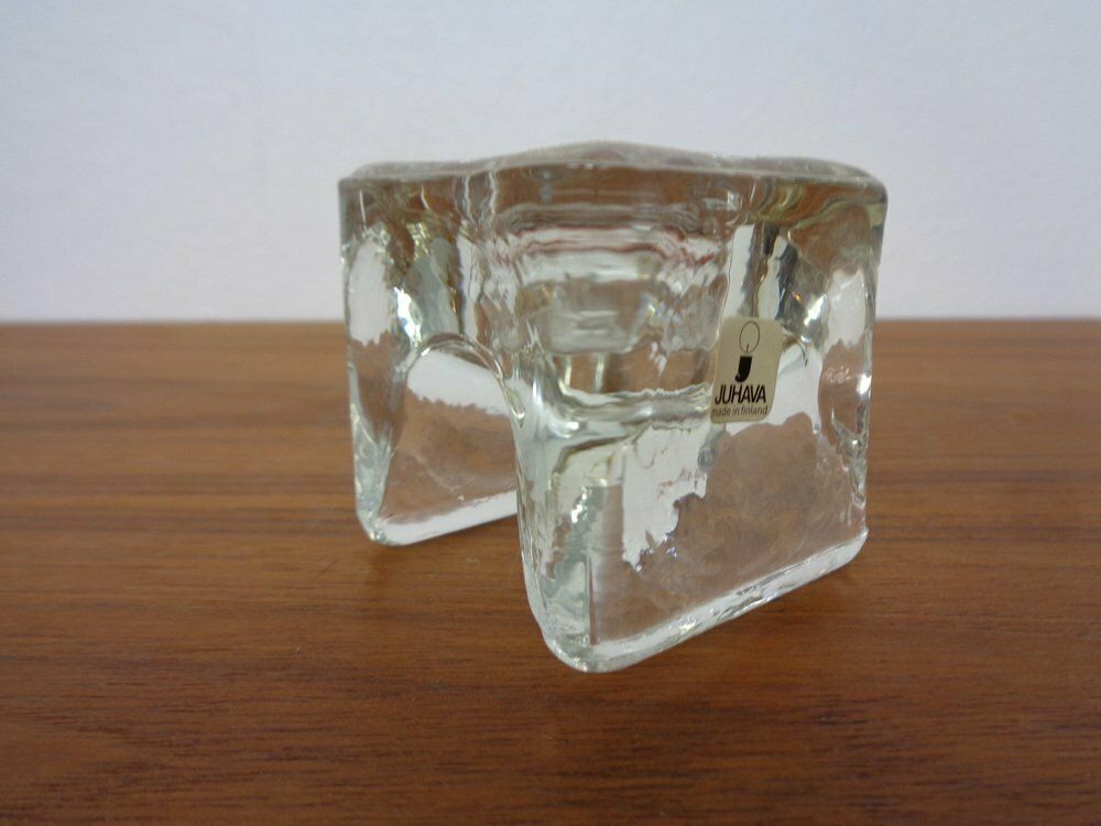 Finnish Ice Glass Candlesticks By Timo Sarpaneva For Juhava 1970s Set Of 4 photo vintage