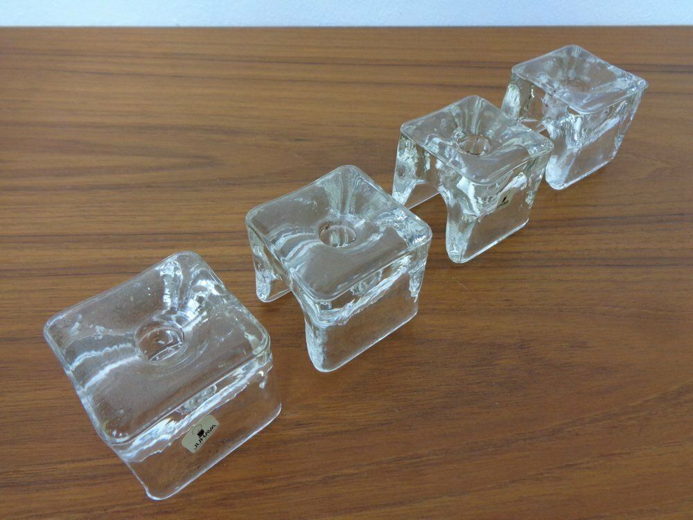 photo furniture Finnish Ice Glass Candlesticks By Timo Sarpaneva For Juhava 1970s Set Of 4