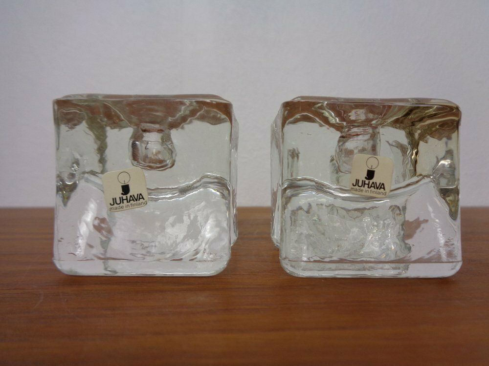 photo buy Finnish Ice Glass Candlesticks By Timo Sarpaneva For Juhava 1970s Set Of 4