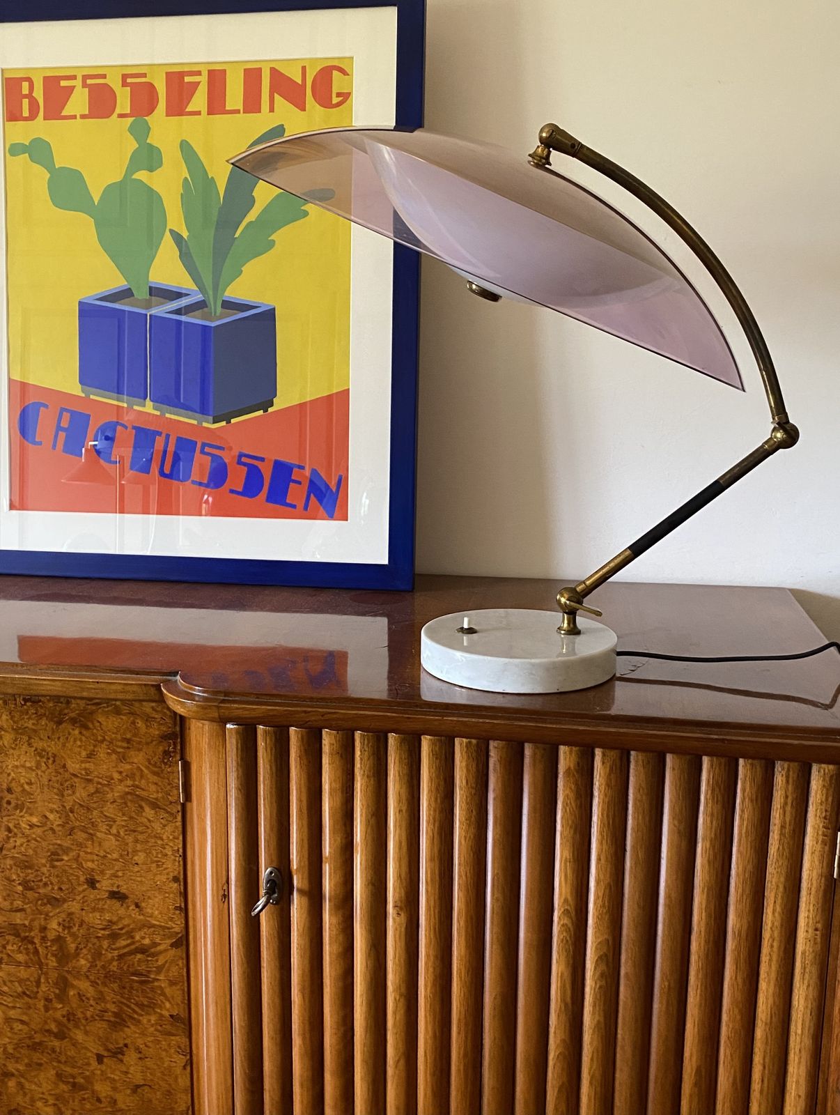 Stilux, Mod. Orleans Dome Table Lamp, Stilux Milano Italy, 1955 photo vintage
