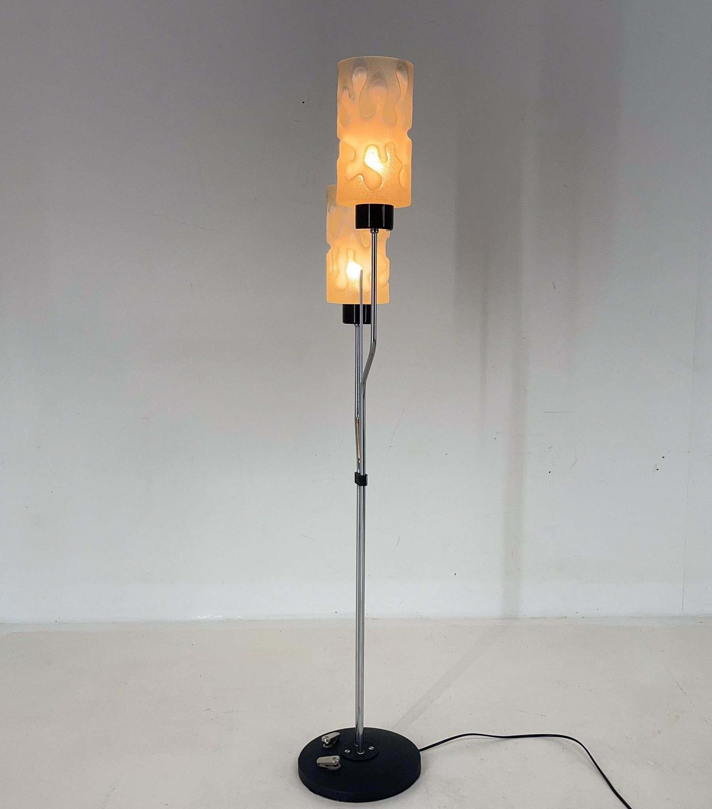 696.0 1970s Chrome & Glass Floor Lamp By Lidokov, Labeled, Czechoslovakia photo