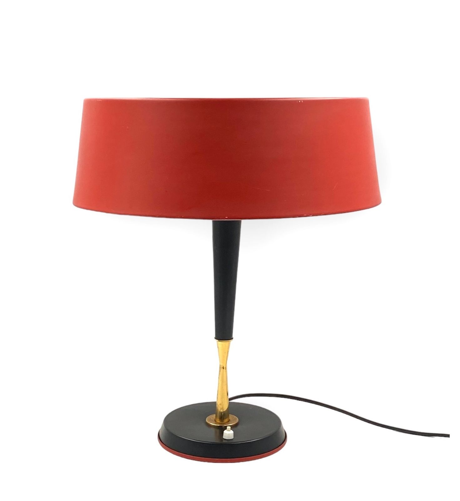Oscar Torlasco, Mid Century Red Table Lamp, Lumi, Italy 1954 photo buy