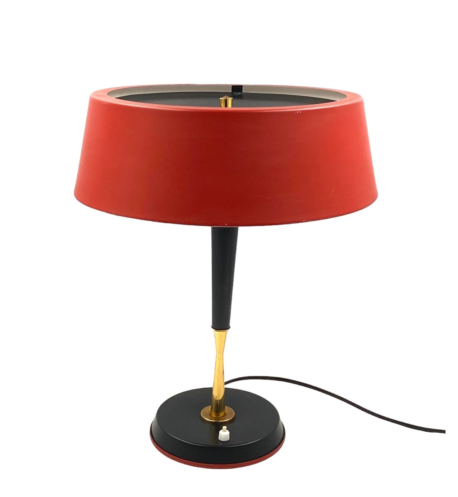 Oscar Torlasco, Mid Century Red Table Lamp, Lumi, Italy 1954 photo vintage