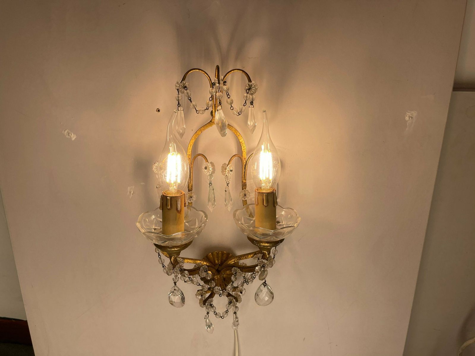 Florentine Gold Gilded Crystal Sconces Set Of 2 photo Lighting