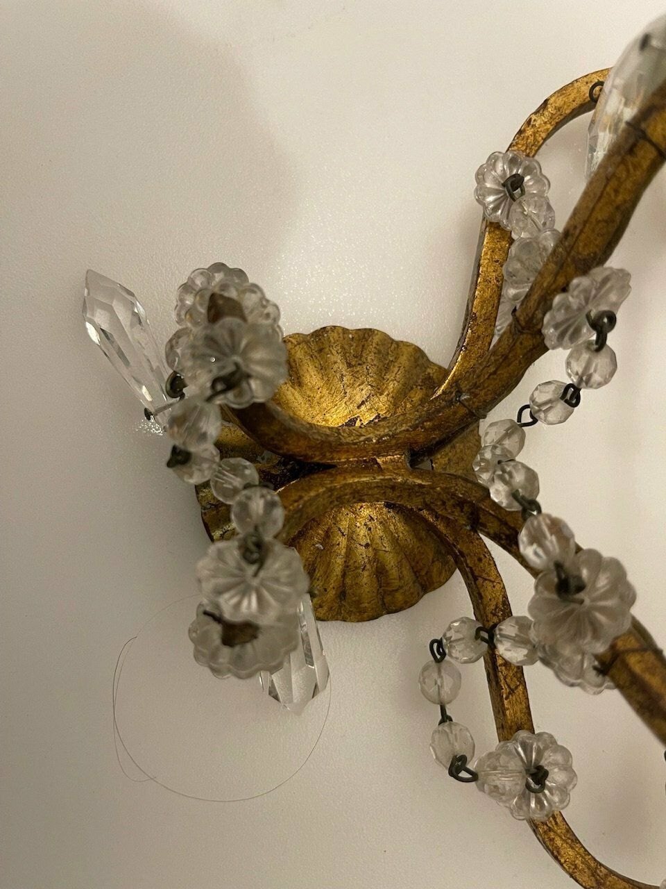 Florentine Gold Gilded Crystal Sconces Set Of 2 photo vintage