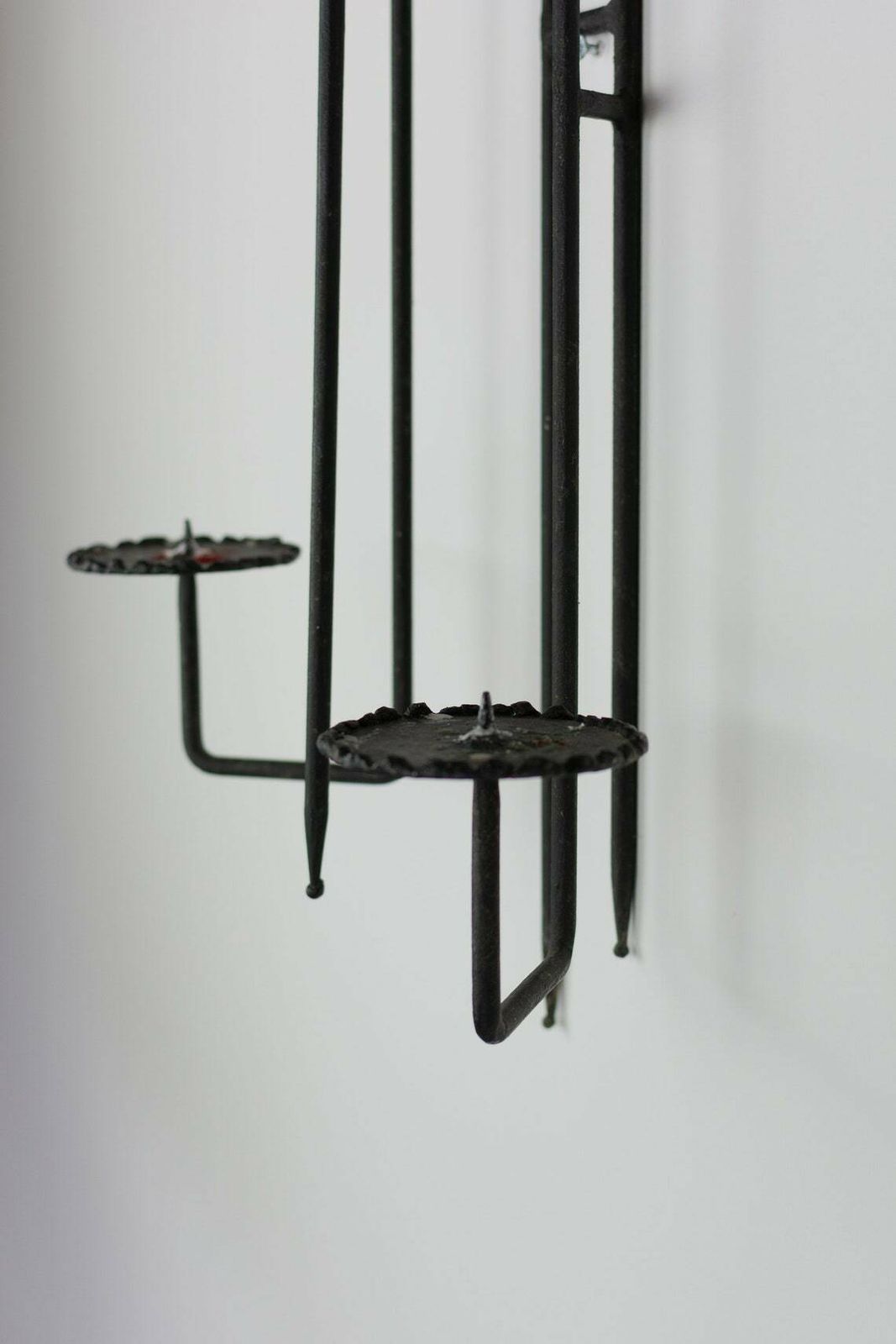1960's Brutalist Wall Mounted Candle Holder, Iron Worked, German. Mid Century Modern photo Home Decor