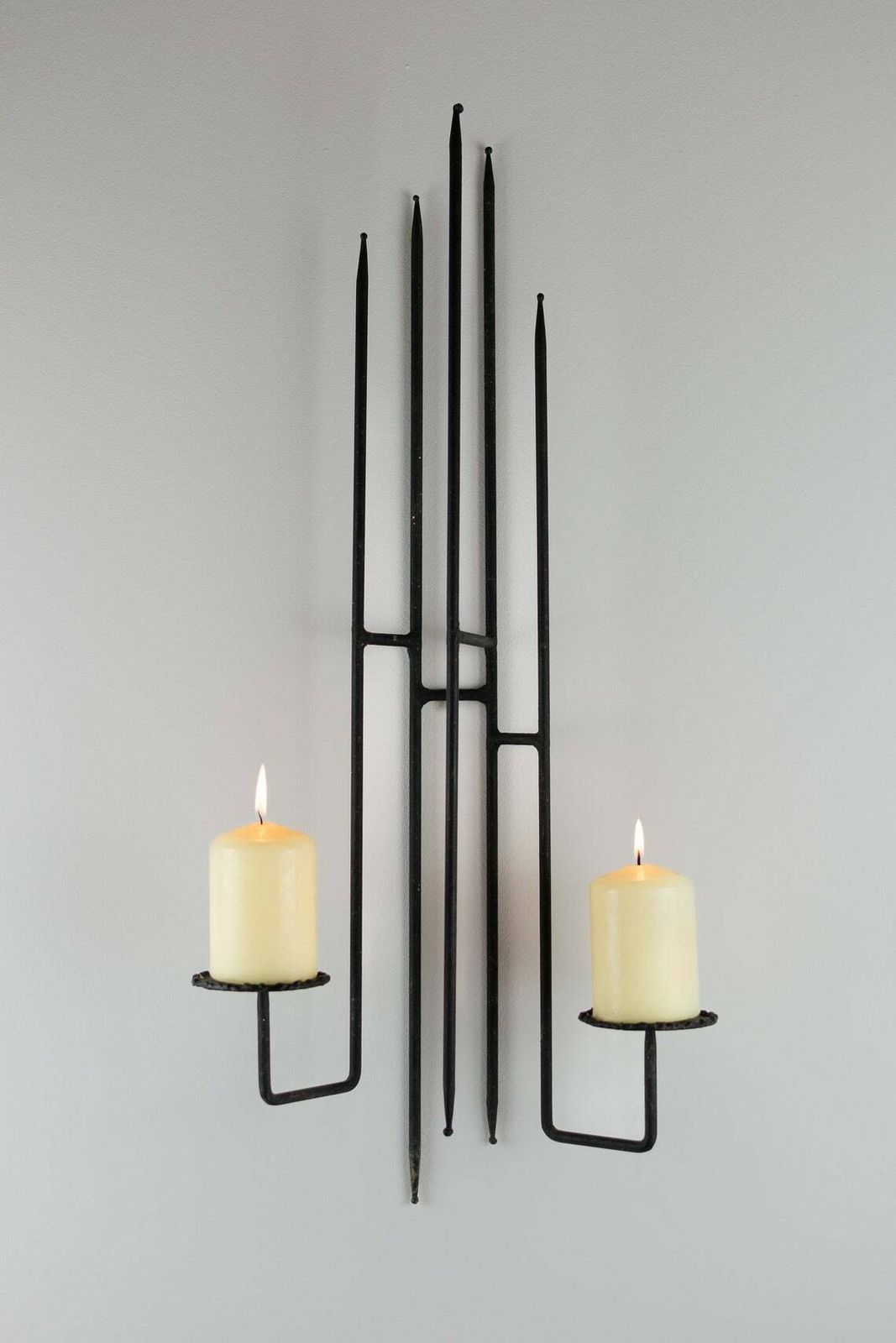 1960's Brutalist Wall Mounted Candle Holder, Iron Worked, German. Mid Century Modern photo 375.0