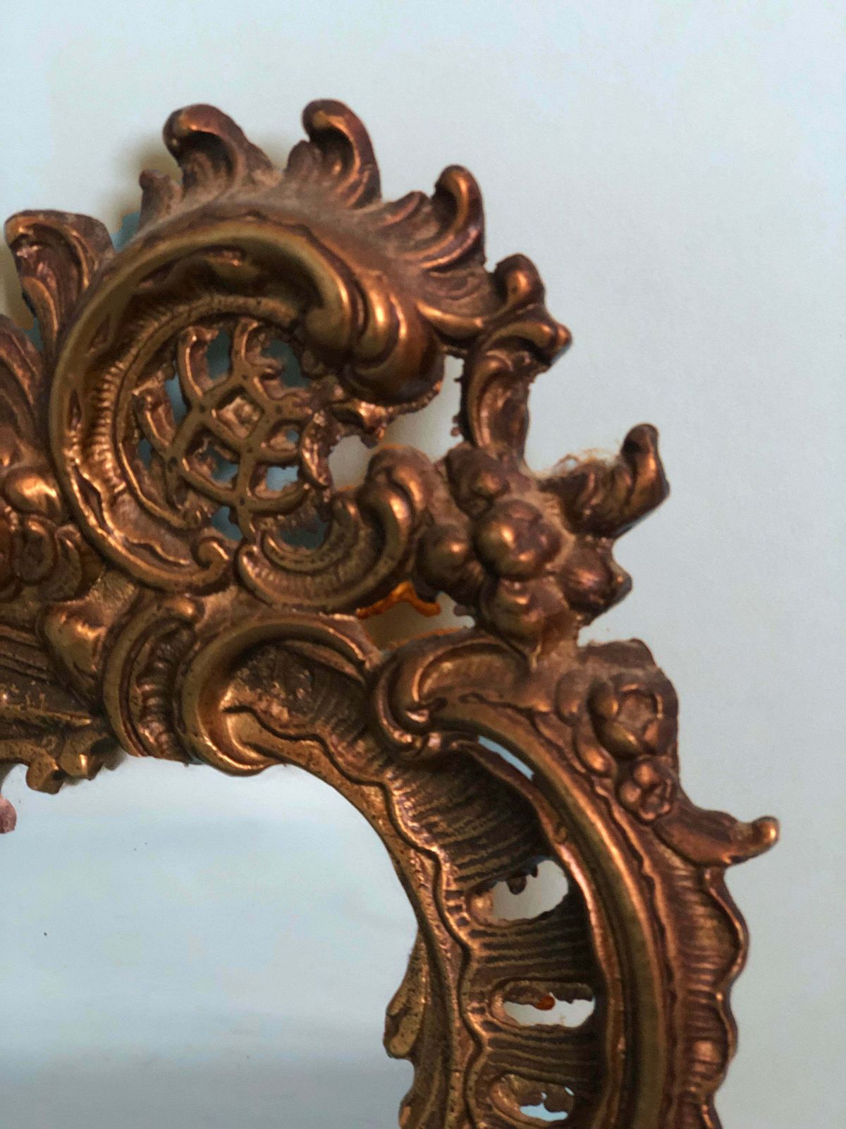 Antique Rococo Bronze Table Mirror With Cherub Detail photo vinterior