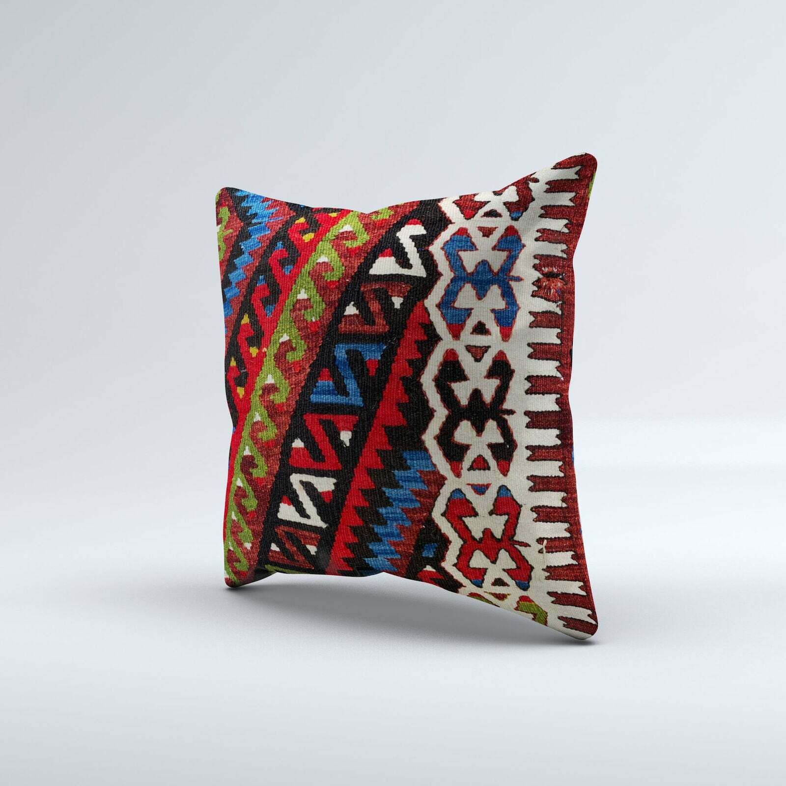 Vintage Turkish Kilim Cushion Cover 50x50 Cm Square Wool Kelim Pillowcase 50483 photo for sale