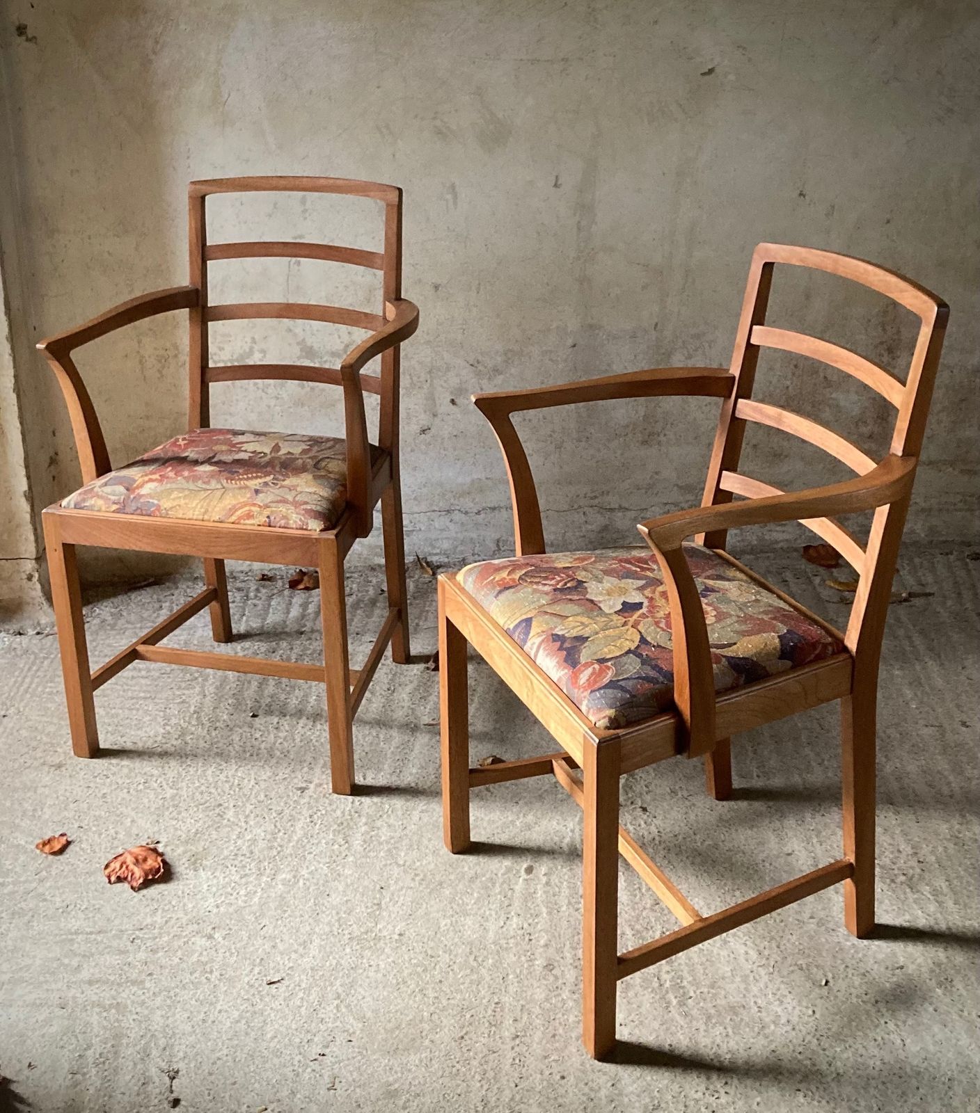 Pair Of Mid Century Chairs In Bernard Nevill Fabric