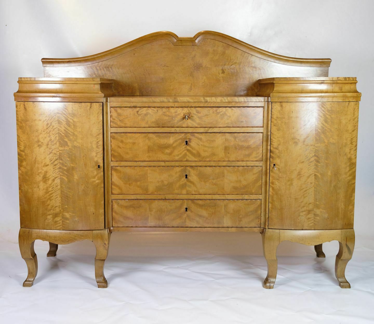 Sideboard In Birch With Original Key From 1920s