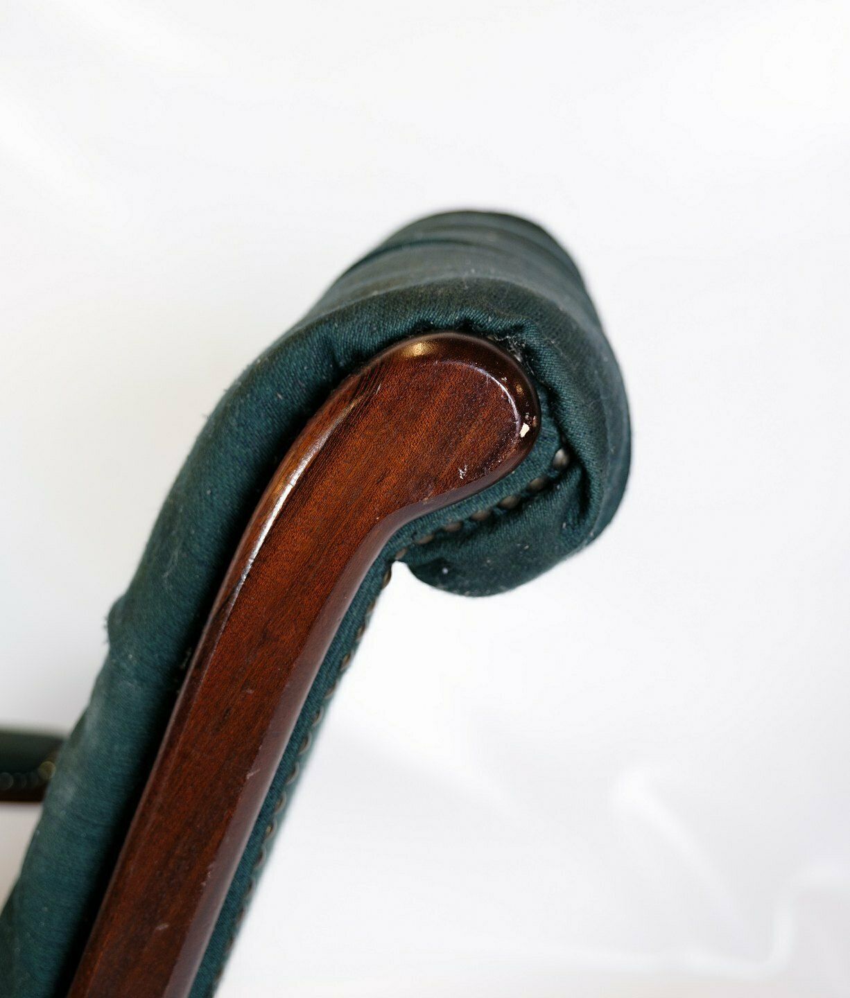 Rocking Chair In Green Wool Fabric & Mahogany From 1930s photo Furniture