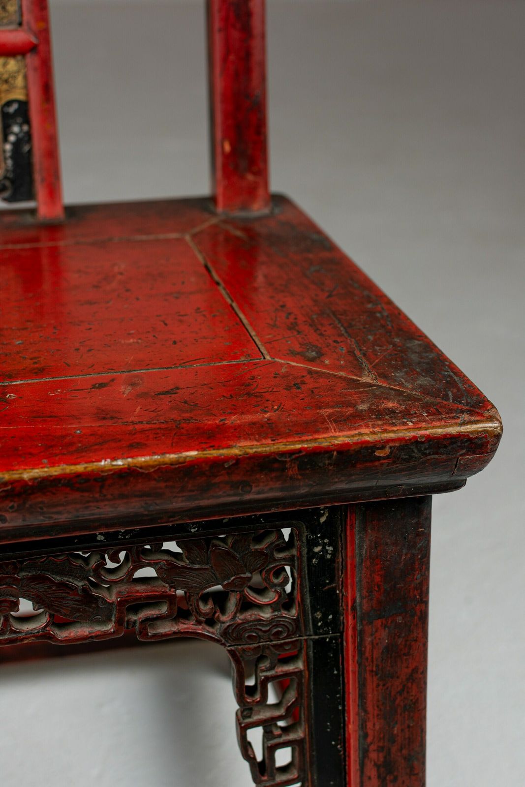 Pair Of 19th Century Chinese Red Lacquer And Gilt Wedding Chairs. Hallway Chairs. photo 395.0