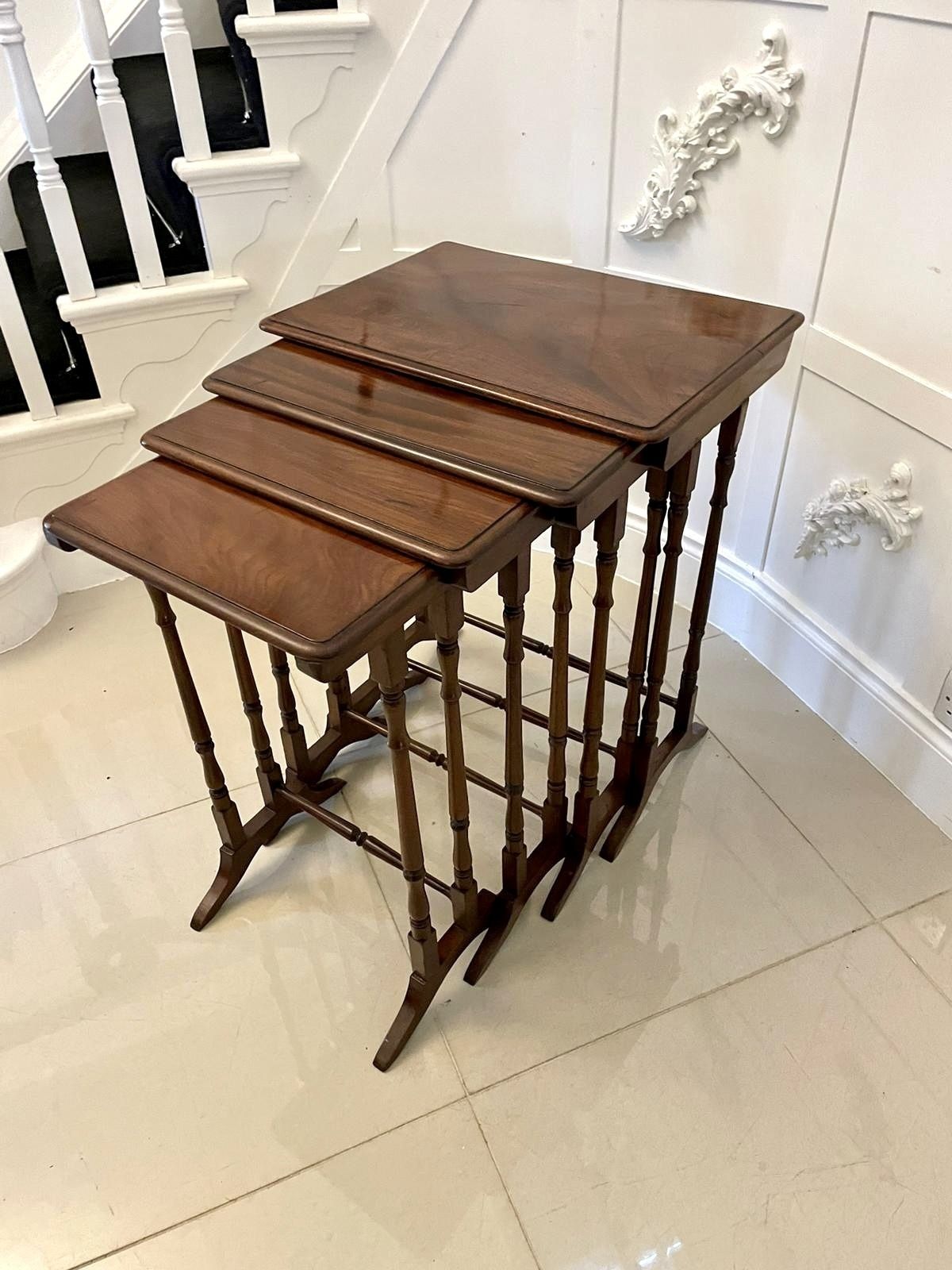 Antique Quality Figured Mahogany Nest Of Four Tables photo vintage