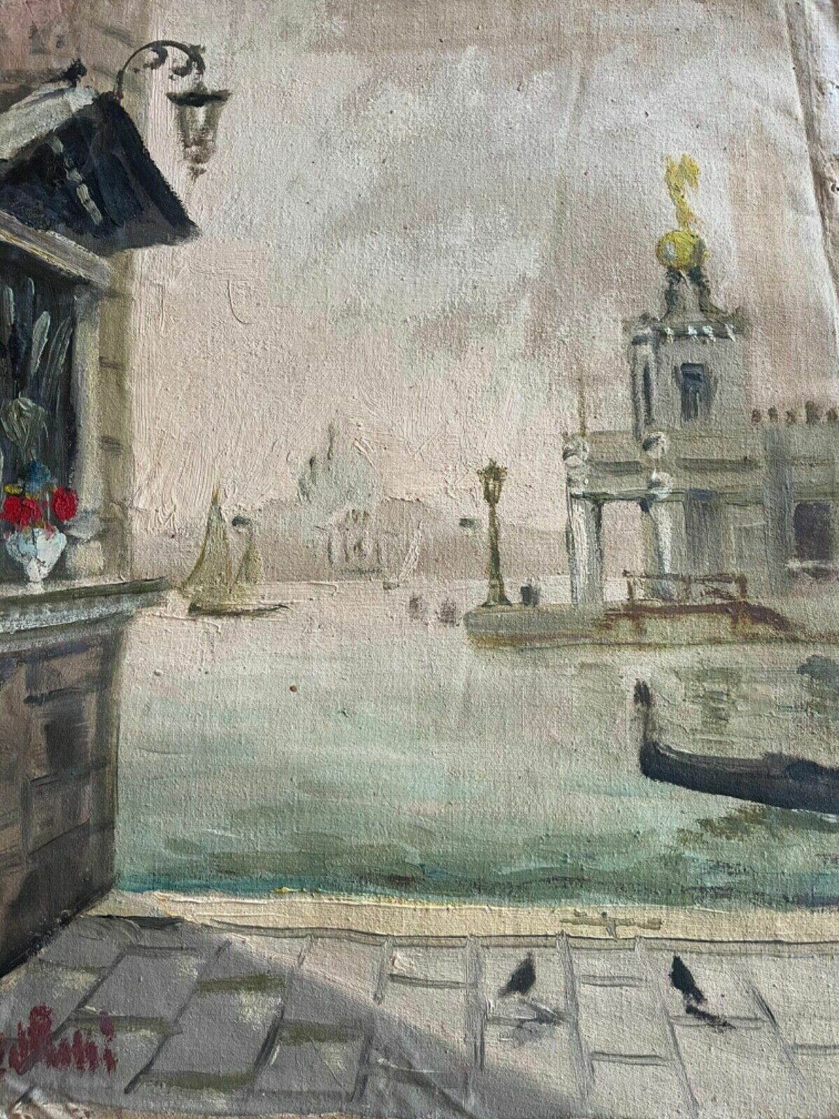 Oil On Canvas Painting Early 1900’s Venice Winter View photo 110.0
