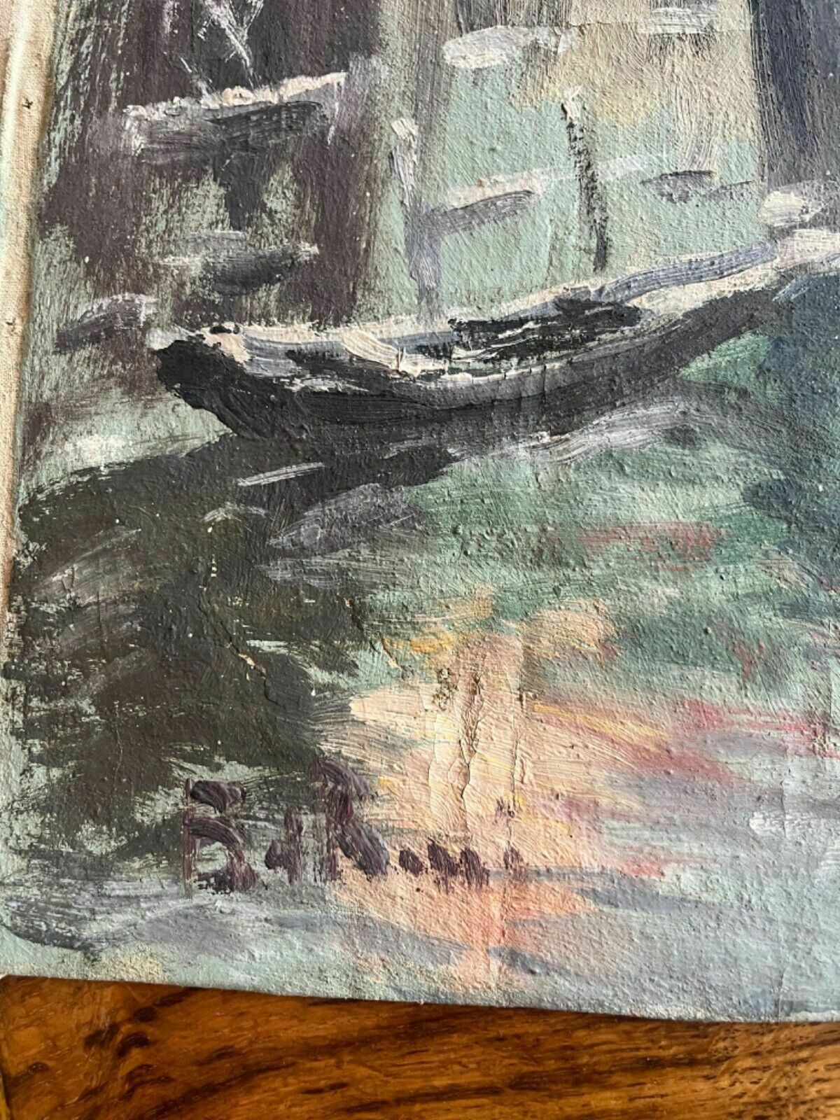 Oil On Canvas Painting Early 1900’s Canal In Venice Winter Scene Original Work photo for sale