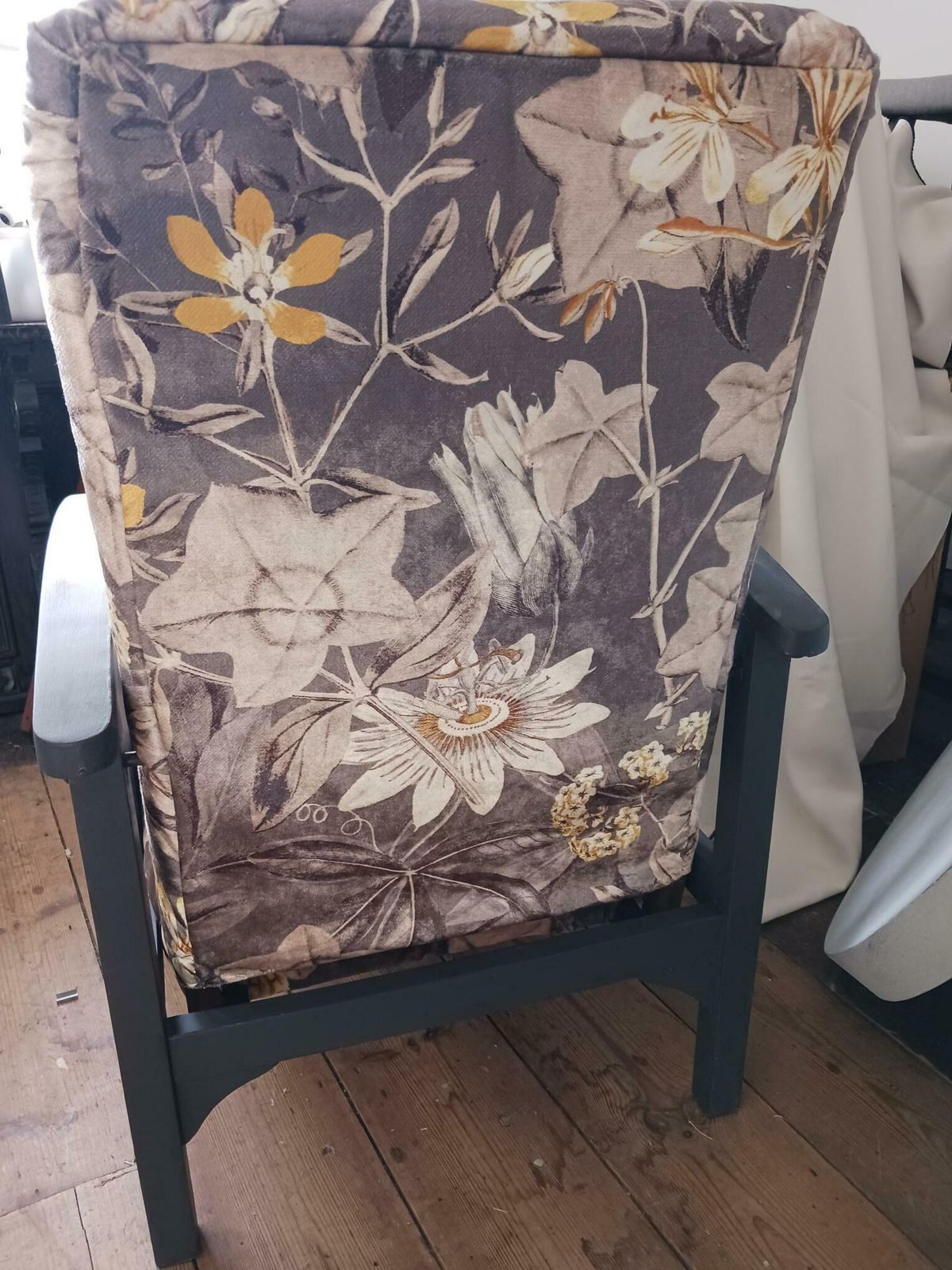 Arts And Crafts Reclining Chair In Clarke And Clarke Passiflora Velvet. photo Furniture