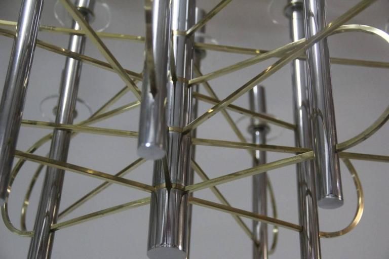photo furniture Modernist Sculpture Chandelier Sciolari, Design 1970 Brass Steel Italian Design