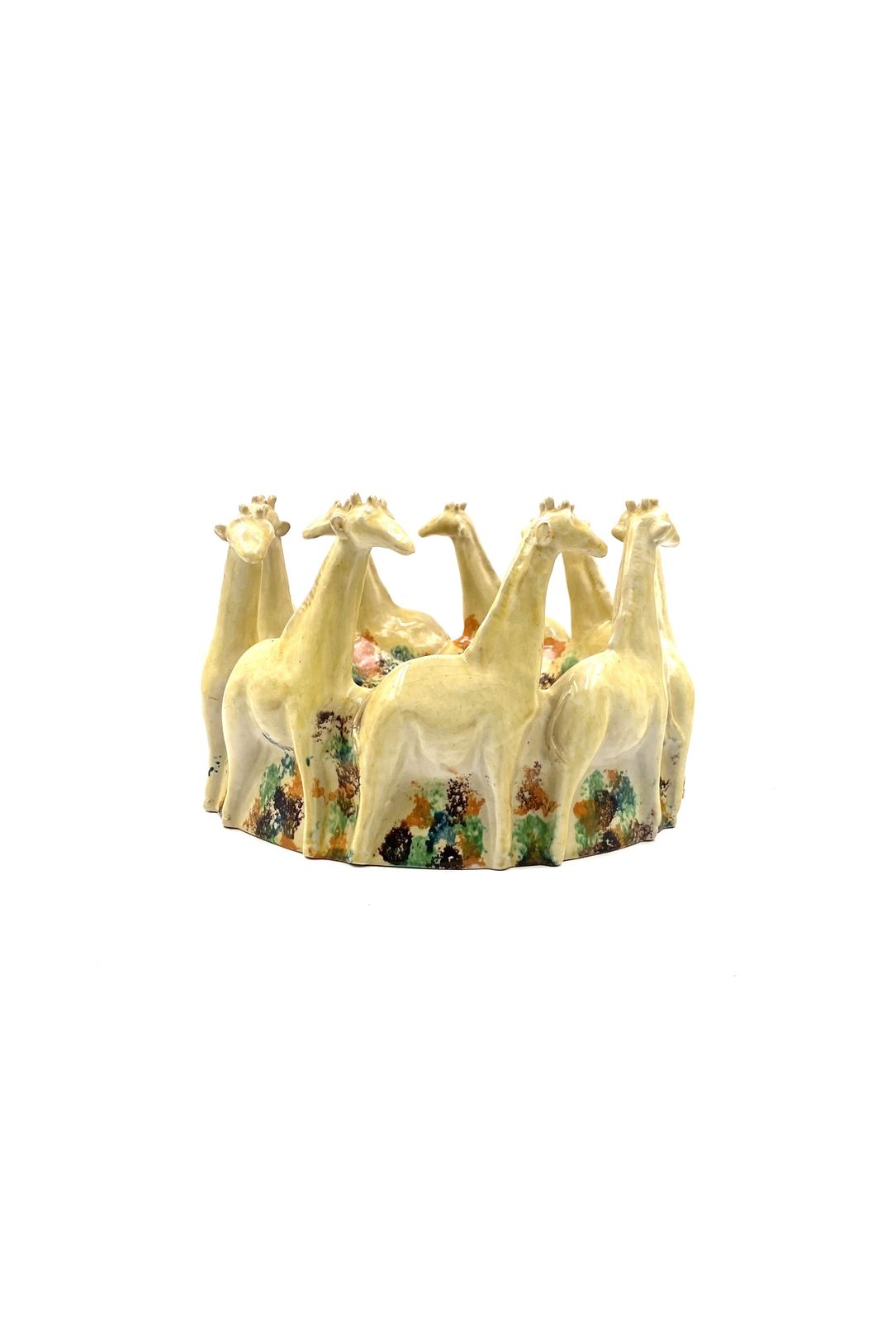 Postmodern Giraffe Ceramic Centerpiece / Vide Poche, Nd Dolfi Montelupo Italy, 1990s photo 800.0